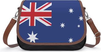 Generic Australia Australian Flag Leather Crossbody Bags for Women Messenger Handbag Purse Shoulder Bag
