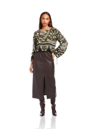 Fifteen Twenty Serafina Adjustable Drawstring Cuffs Top In Green