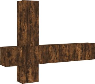 vidaXL Vidaxl - Muebles De Tv De Pared 5 Pzas Madera Ingenier&iacute;a Roble Ahumado