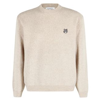 Maison Kitsun&eacute; Fox Head Milano Sweater - - Knitwear - Uomo - Beige - XL