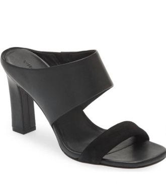 Vince Womens Block Heel Slide Sandals In Black