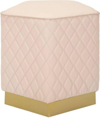 Dmora Puf Suasa, Sill&oacute;n Multiusos, Banco De Cabecera, Puf Reposapi&eacute;s, 38x38 H38 Cm, Rosa Y Oro - Dmora