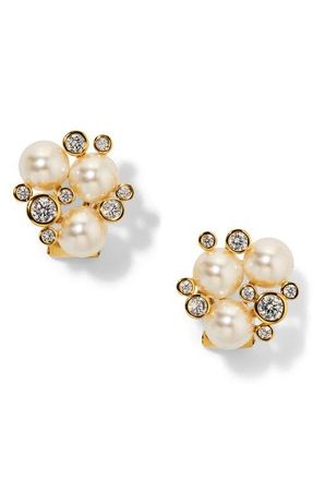 Nadri Cluster Imitation Pearl Stud Earrings in Gold at Nordstrom