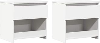 vidaXL Vidaxl - Mesitas De Noche 2 Uds Madera Contrachapada Blanco 40x30x39 Cm