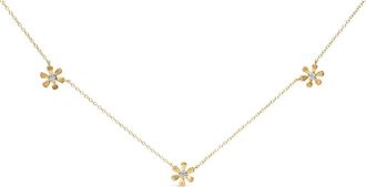 House of Brilliance 10K Yellow Gold 1/8 Cttw Diamond Floral Station Chain Necklace at Nordstrom