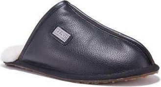 Australia Luxe Twinface Sheepskin Genuine Shearling Lined Scuff Slipper in Black Leather at Nordstrom Rack, Size Small
