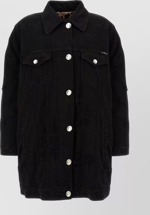 Dolce & Gabbana longline distressed denim jacket with chest pockets