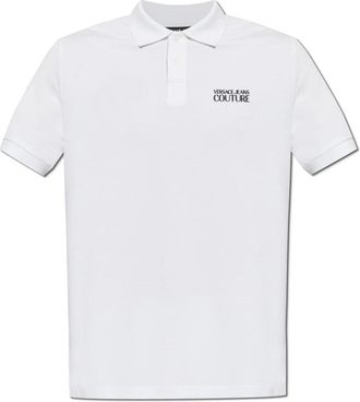 Versace Jeans Couture Polo met Gedrukt Logo - Heren - Polos - Wit - S - Katoen - Tops