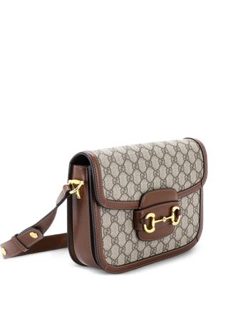 Gucci Horsebit 1955 Shoulder Bag GG Coated Canvas with Leather Small crossbody bag - women - Fabric - One Size - Brown