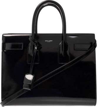 Saint Laurent Black Brushed Leather Small Sac De Jour Bag