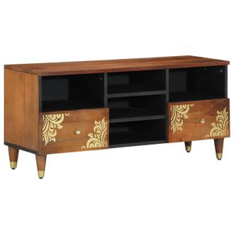 Berkfield Home TV Cabinet 100x33x46 cm Solid Wood Mango in Brown | Size: 100 x 33 x 46 cm