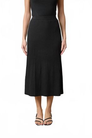 Lilla P Straight Rib Midi Skirt In Black