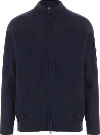 C.P. Company Navy Wool-Blend Zip-Through Knit