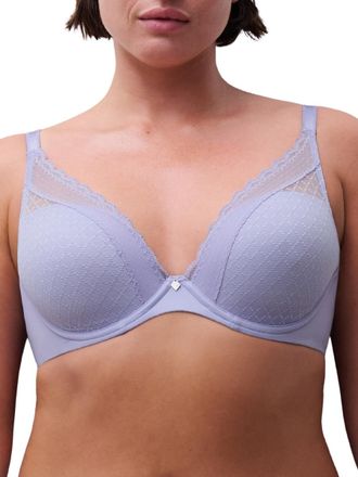 Chantelle Womens Norah Chic Plunge T-Shirt Bra - Black - Purple Polyamide - Size 34DD