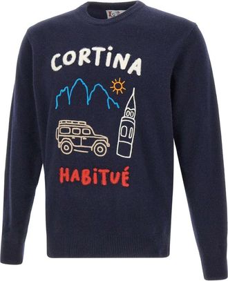 MC2 Saint Barth Heron Sweater - Heren - Ronde hals truien - Blauw - XL - Wol - Truien & Vesten