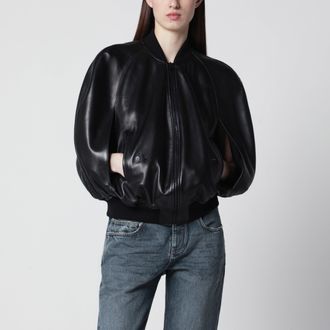 Balenciaga Black leather bomber jacket