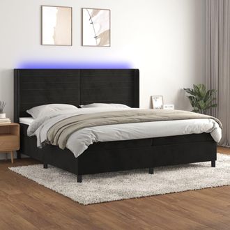 vidaXL Vidaxl - Cama Box Spring Colch&oacute;n Y Led Terciopelo Negro 200x200 Cm