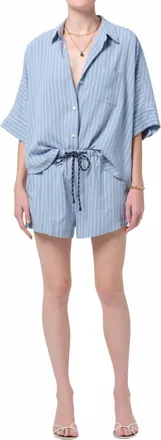 Citizens Of Humanity Womens Este Drawstring Short In Capri Stripe