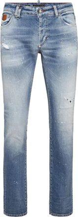 Philipp Plein 5-Pocket Super Straight Cut Jeans - Heren - Slim Fit Jeans - Blauw - W34 - Katoen - Jeans
