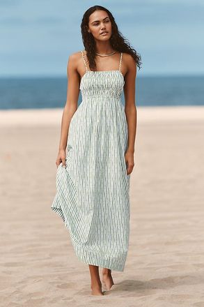 Seafolly Sleeveless Striped Shirred Maxi Dress