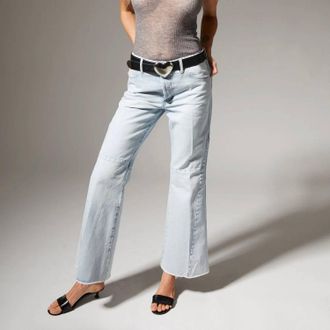 SPRWMN Farah 5 Pocket Patch Flare Jeans In Blue