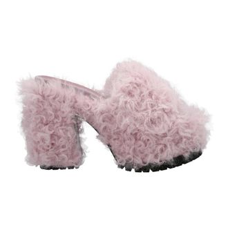 Haus Of Honey Heeled Mules, female, Pink, Size: 11 US Eco Fur Mule Shoes