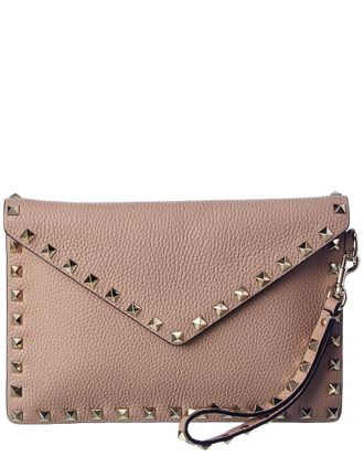 Valentino Rockstud Grainy Leather Pouch