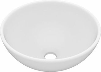 vidaXL Lavabo de lujo redondo cerámica blanco mate 32,5x14 cm Vidaxl
