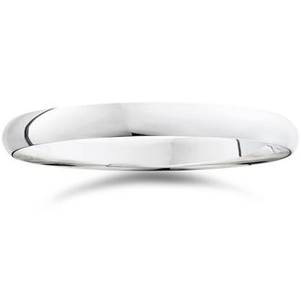 Pompeii3 3mm Dome High Polished Wedding Band 10K White Gold Comfort Fit Plain Ring Size Selectable
