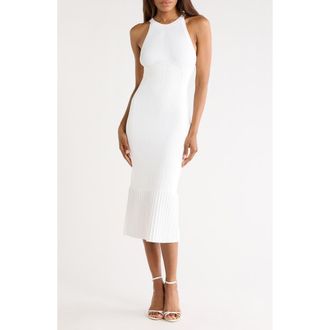 L'agence Kim Pleat Hem Knit Dress in Ivory at Nordstrom Rack, Size Large