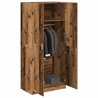 Berkfield Home Wardrobe Old Wood 80x52x180 cm Engineered Wood in Brown | Size: 80 x 52 x 180 cm