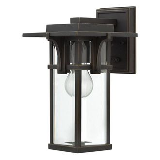 Netlighting Manhattan Outdoor Small Wall Lantern Light Oil Rubbed Bronze IP44 E27 in Brown