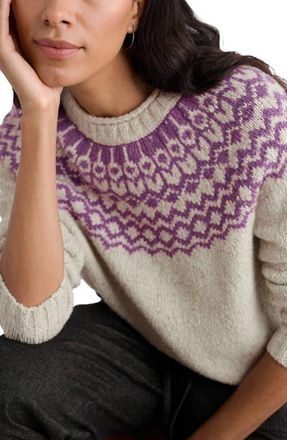 Seasalt Cornwall Port Kinnis Fair Isle Merino Wool Blend Sweater in Wag Tail Aran Spring Heather at Nordstrom, Size 14 Us