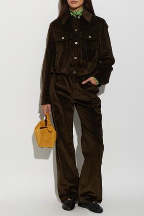 Loewe Corduroy Jacket With Pockets, Womens, Brown