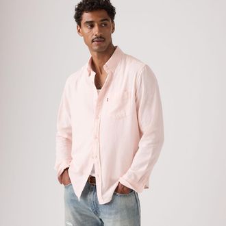 Levi's Sunset Pocket Shirt - Mens - XL - Pink / Crystal Pink Cotton Linen