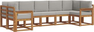 vidaXL Conjunto De Sof&aacute;s De Exterior 7 Uds. Natural Y Gris Claro Vidaxl