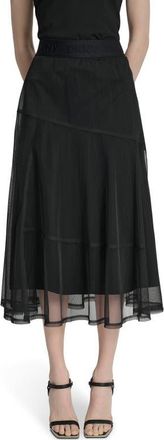 DKNY Layered Mesh Midi Skirt in Black at Nordstrom, Size Xx-Small