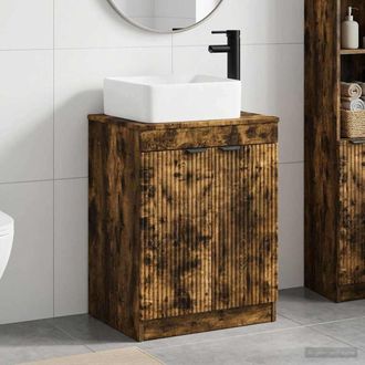vidaXL Vidaxl Set Di Mobili Per Il Bagno Rovere Fumo Legno Ingegnerizzato
