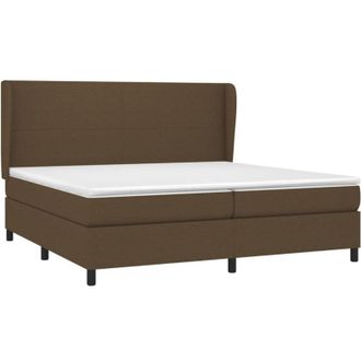 vidaXL Vidaxl - Cama Box Spring Con Colch&oacute;n Tela Marr&oacute;n Oscuro 200x200 Cm