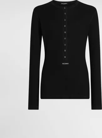 Dolce & Gabbana Serafino T-shirt In Ribbed Cotton - Man T-shirts And Polos Black 44