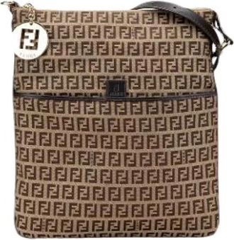 Fendi Pre-owned Canvas Crossbody Bag - Dames - Vintage Schoudertas - Bruin - ONE Size - Leer - Vintage