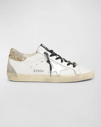 Golden Goose Super-Star Glitter Leather Low-Top Sneakers