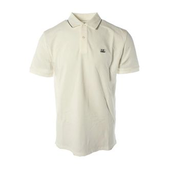 C.P. Company Polo Shirts, male, White, Size: XL White Polo Shirt with Elastane