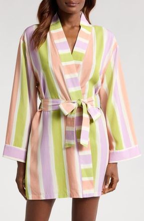 Kilo Brava Stripe Cotton Short Robe in Painted Stripe at Nordstrom, Size Small