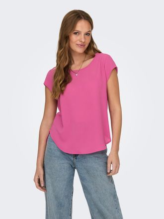 Only Kurzarmbluse ONLY ONLVIC - feminines Blusenshirt in lockerer Form, Damen, Gr. 36, pink (raspberry rose), Web, Obermaterial: 97% Polyester, 3% Elasthan