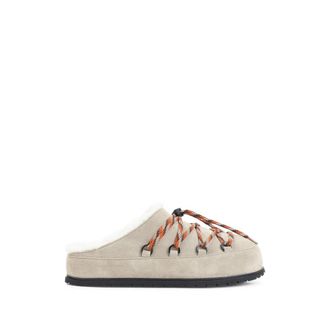 Prada Shearling-trim Lace-up Slippers