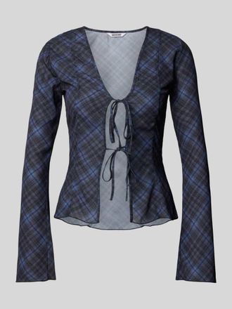 Weekday Hemdbluse mit Schn&uuml;rverschluss in Mittelgrau Melange, Gr&ouml;&szlig;e XS