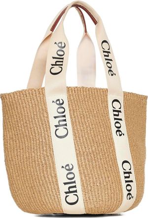 Chlo&eacute; Womens Basket Bag Large White Paper Handbags Hand