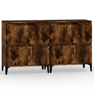 Berkfield Home Sideboards 2 pcs Smoked Oak 60x35x70 cm Engineered Wood in Brown | Size: 60 x 35 x 70 cm