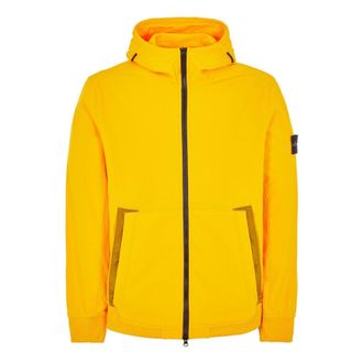 Stone Island Logo Patch Hooded Zip-Up Jacket Yellow 7715Q0122-V0030